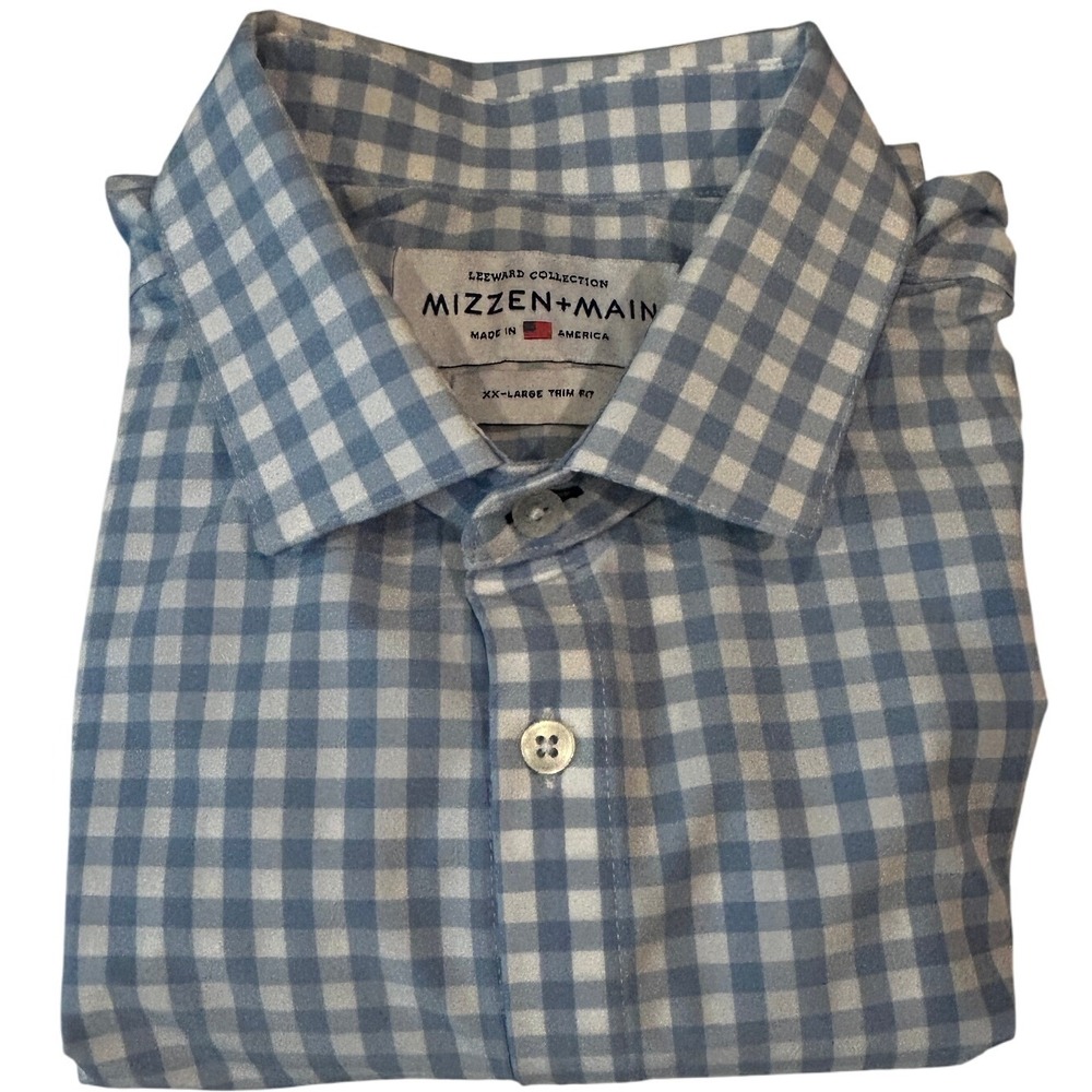 Leeward‎ Mizzen and Main Long Sleeve Men's Dress Shirt XX Large Trim Fit Blue